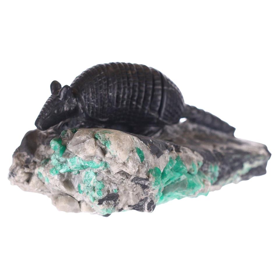 Colombian Emerald Armadillo Rough Crystal Sculpture For Sale