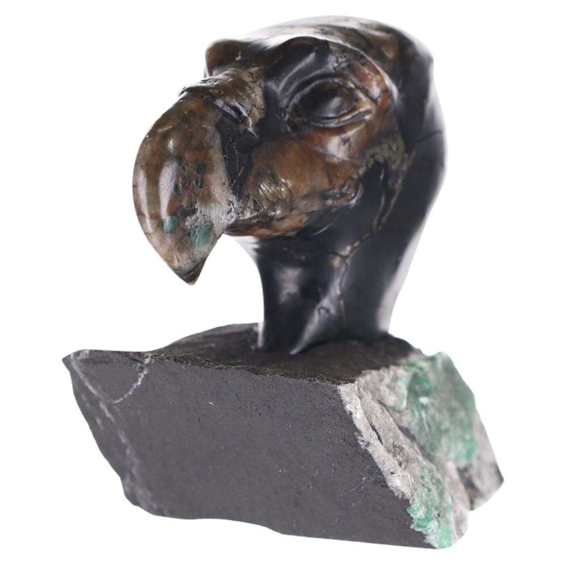 Colombian Emerald Bald Eagle Rough Crystal Sculpture