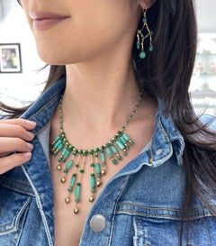 Colombian Emerald Bead & Rough Cut Necklace - Statement 14K Gold & Silver Design