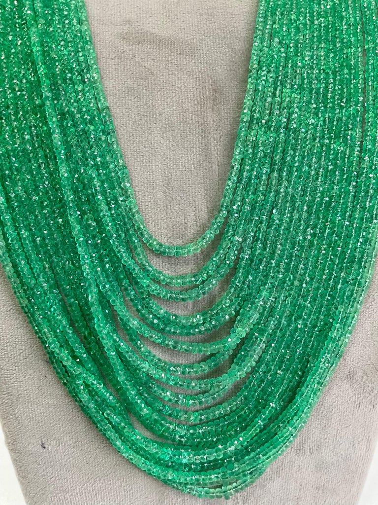 Colombian Emerald Beaded Jewelry Necklace Rondelle Beads Gem Quality