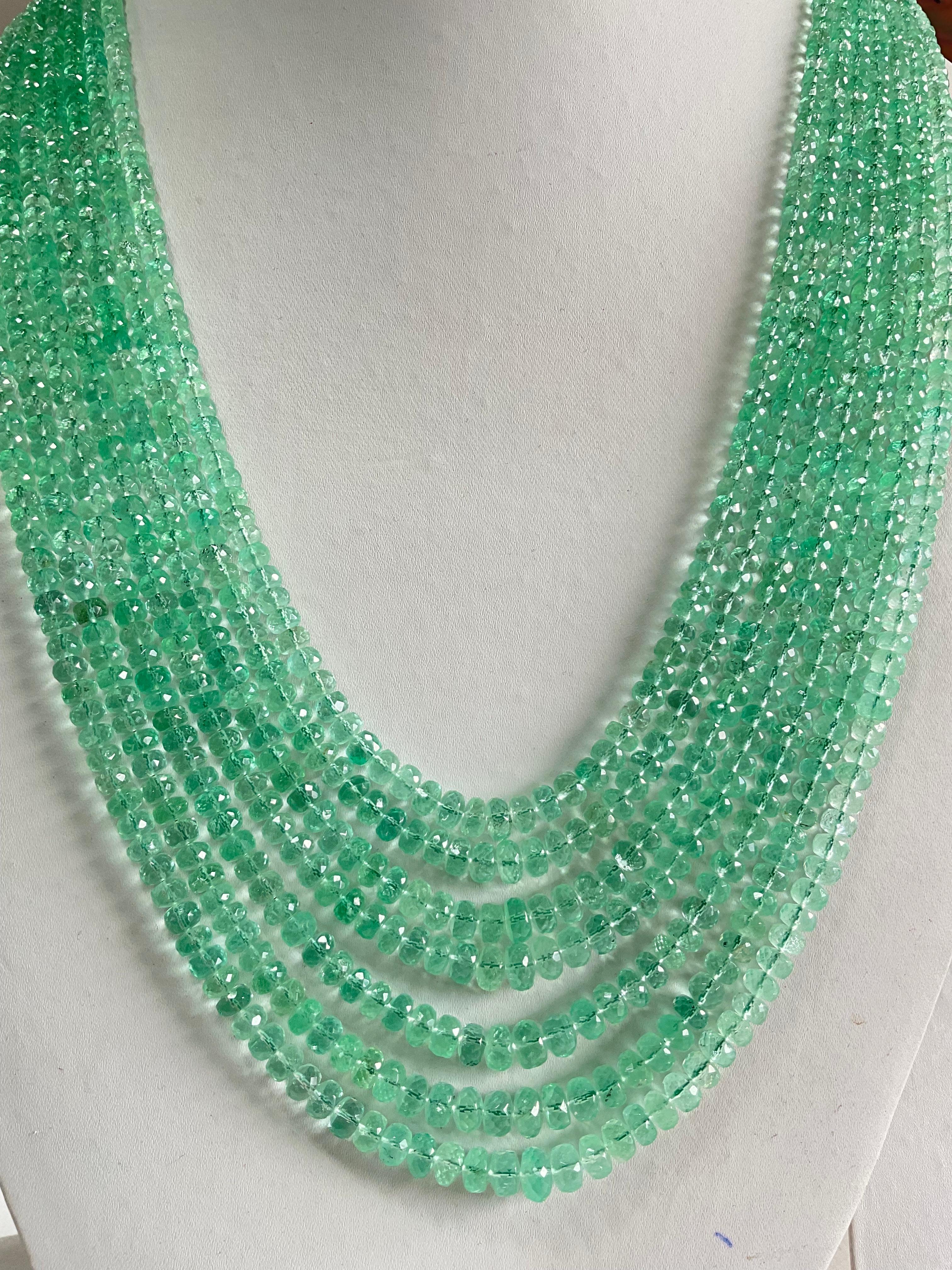 Colombian Emerald Beaded Jewelry Necklace Rondelle Beads Gem Quality 1