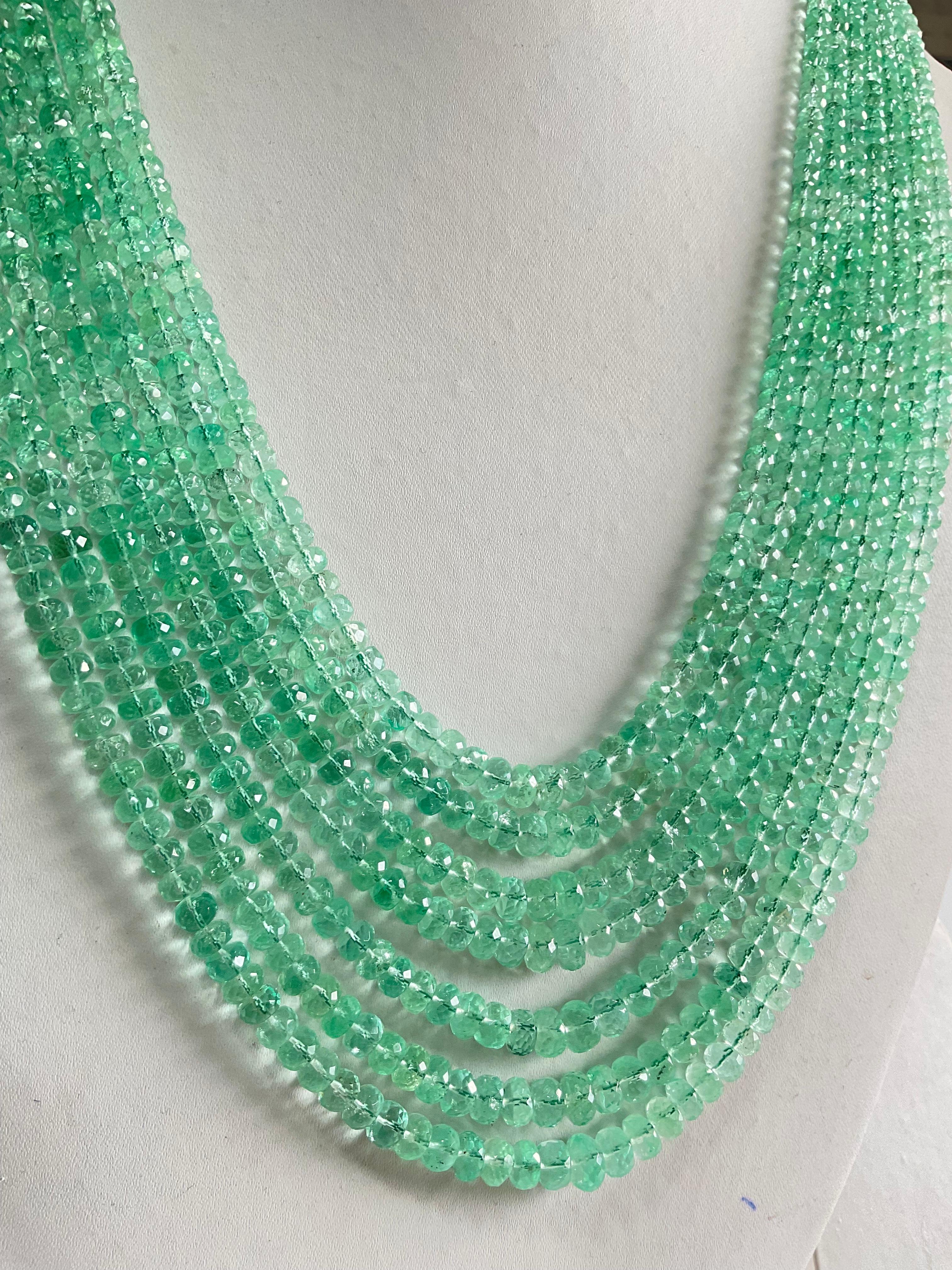 Colombian Emerald Beaded Jewelry Necklace Rondelle Beads Gem Quality 2
