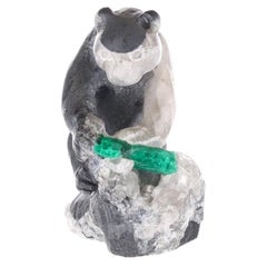 Colombian Emerald Bear Rough Crystal Sculpture