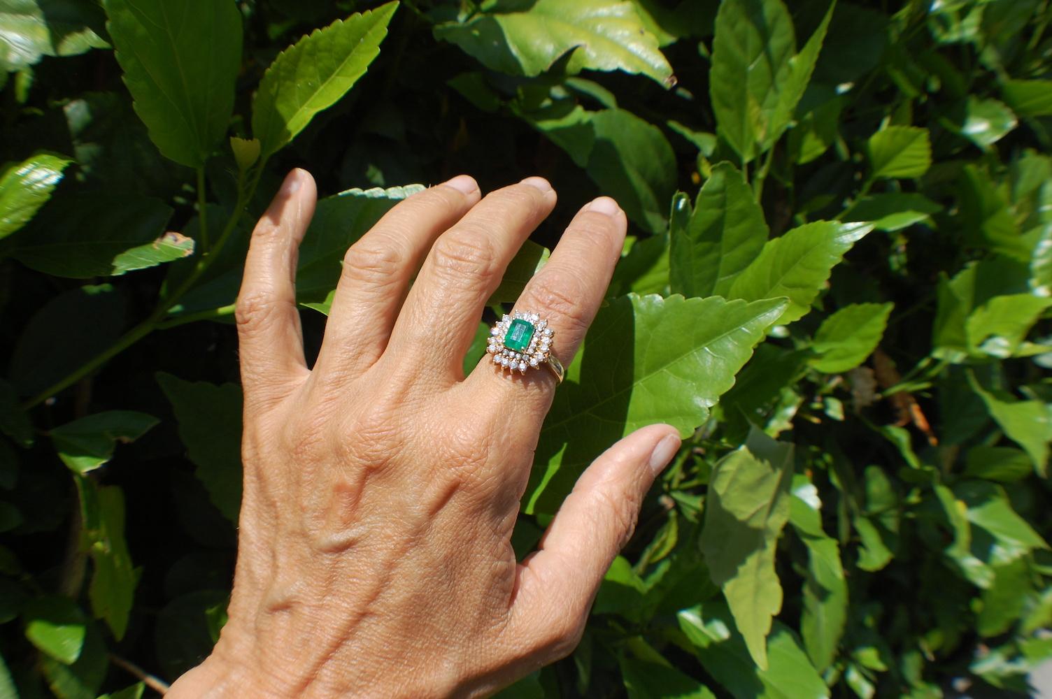 Modern 3 Carat Colombian Emerald and 1.25 Carat Diamond Cocktail Ring 