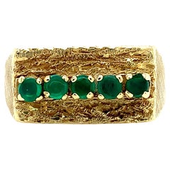 Colombian emerald cocktail signet ring 14k yellow gold