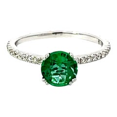 Bague jonc émeraude de Colombie en or blanc massif 18 carats
