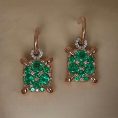 Muzo Colombian Emerald Diamond Charm Drop earrings