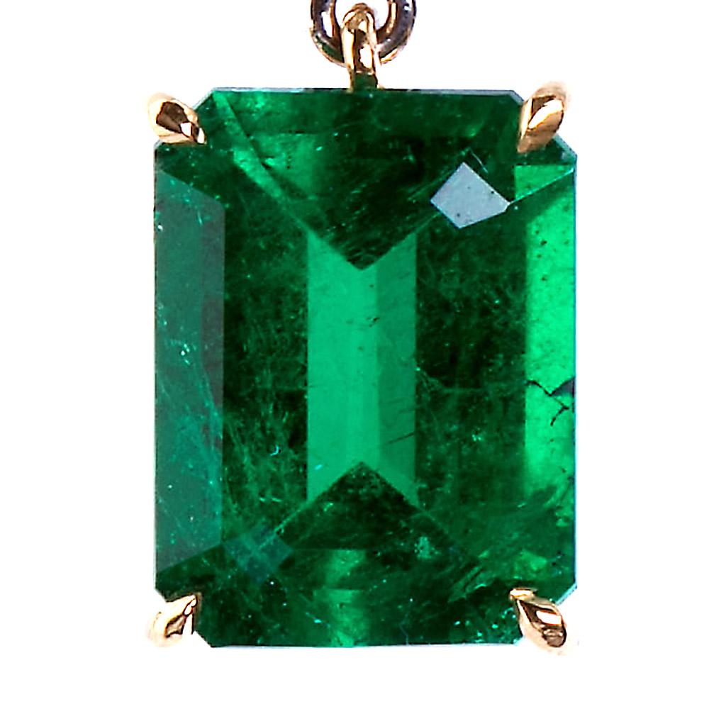 Emerald Cut Colombian Emerald Diamond Drop Earrings 9.00 Carat
