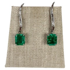 Colombian Emerald Diamond Earrings Luxurious Long Earrings 18kt GIA Certified