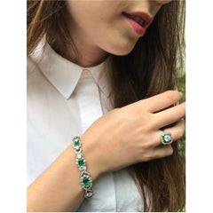 Truly magnificent 16+ crt brilliant and 7- crt Colombian Emerald Estate Bracelet