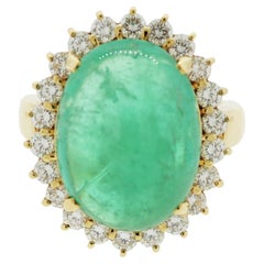 Colombian Emerald Diamond Halo Gold Cocktail Ring, GIA Certified