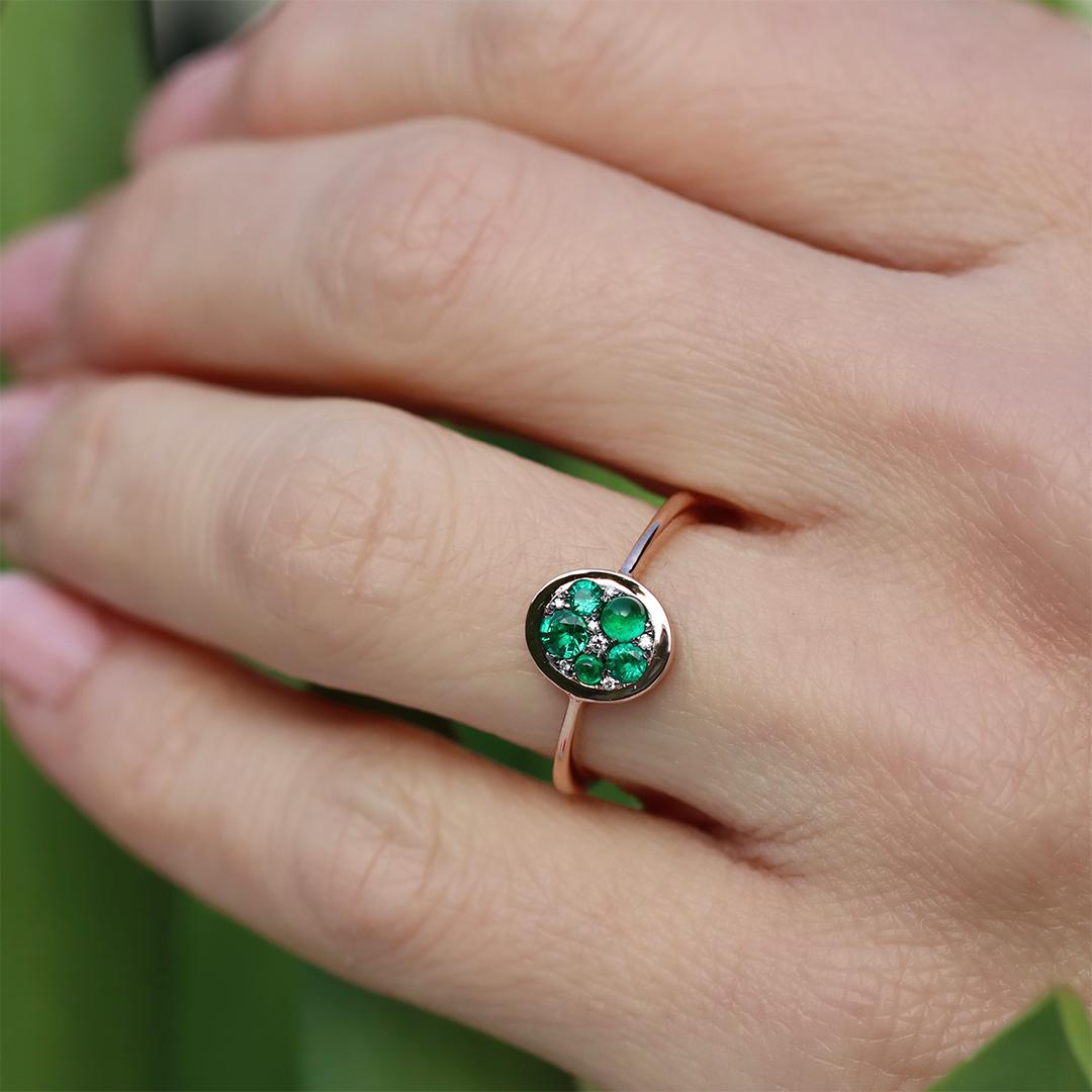 Colombian Emerald Diamond Pave Ring For Sale 6