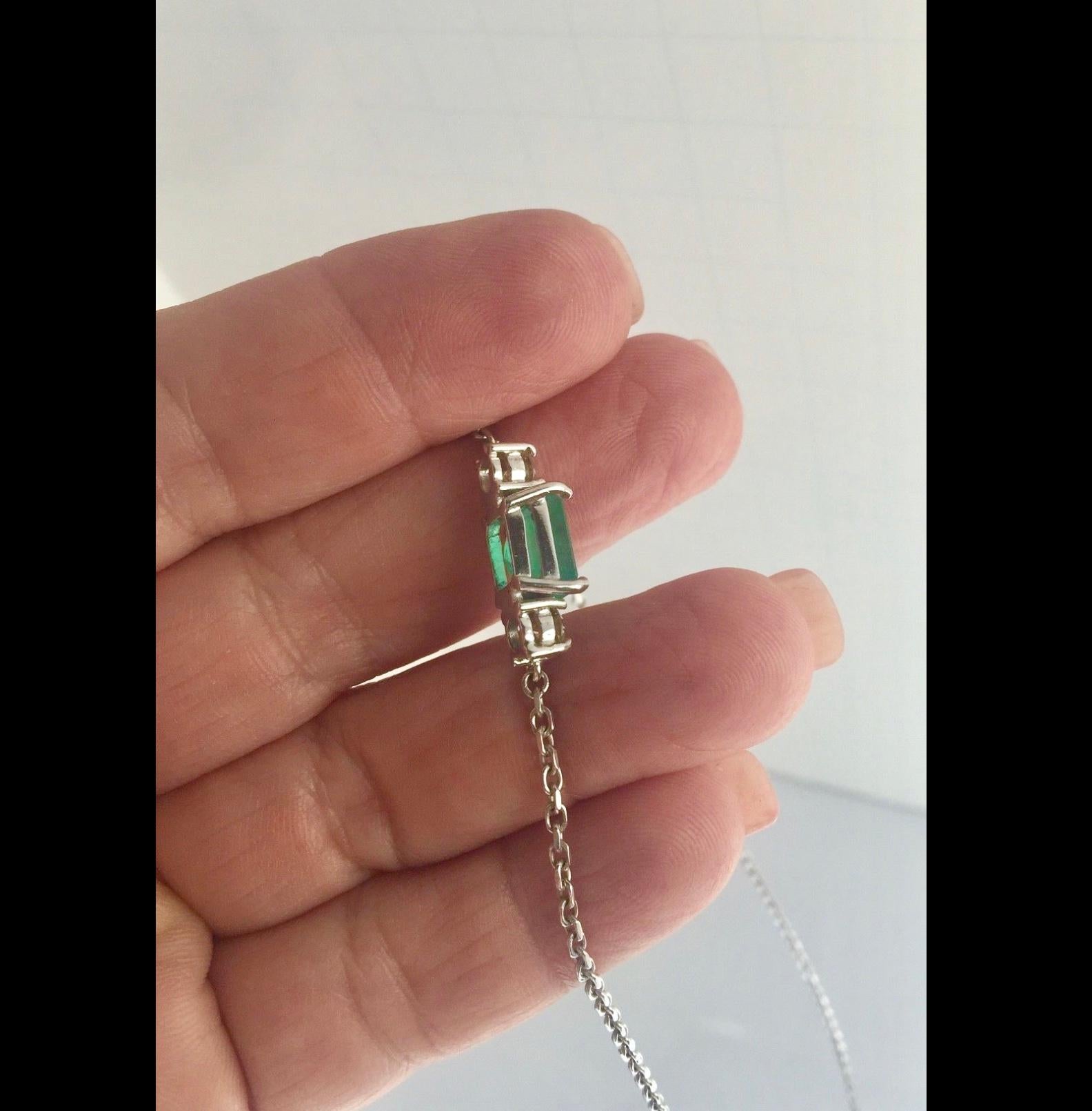 Colombian Emerald Diamond Pendant Necklace 18 Karat 1