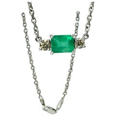 Colombian Emerald Diamond Pendant Necklace 18 Karat