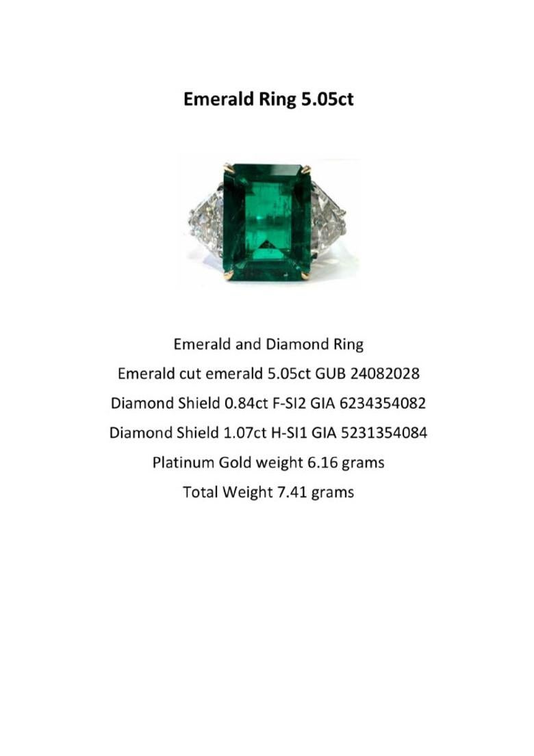 Kolumbianischer Smaragd & Diamant Platinring, Gübelin zertifiziert im Angebot 1