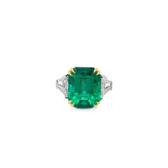 Colombian Emerald & Diamond Platinum Ring, Gübelin Certified