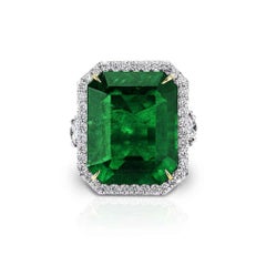 Kolumbianischer Smaragd & Diamant Platinring, Gübelin zertifiziert