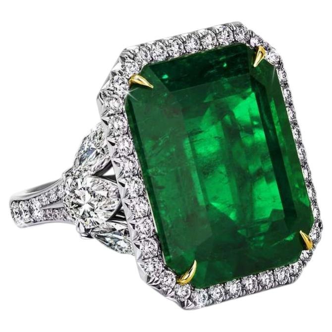 Kolumbianischer Smaragd & Diamant Platinring, Gübelin zertifiziert