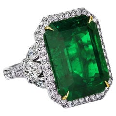 Kolumbianischer Smaragd & Diamant Platinring, Gübelin zertifiziert