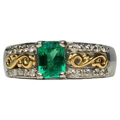 Kolumbianischer Smaragd-Diamant-Ring 18KT & PLATINUM
