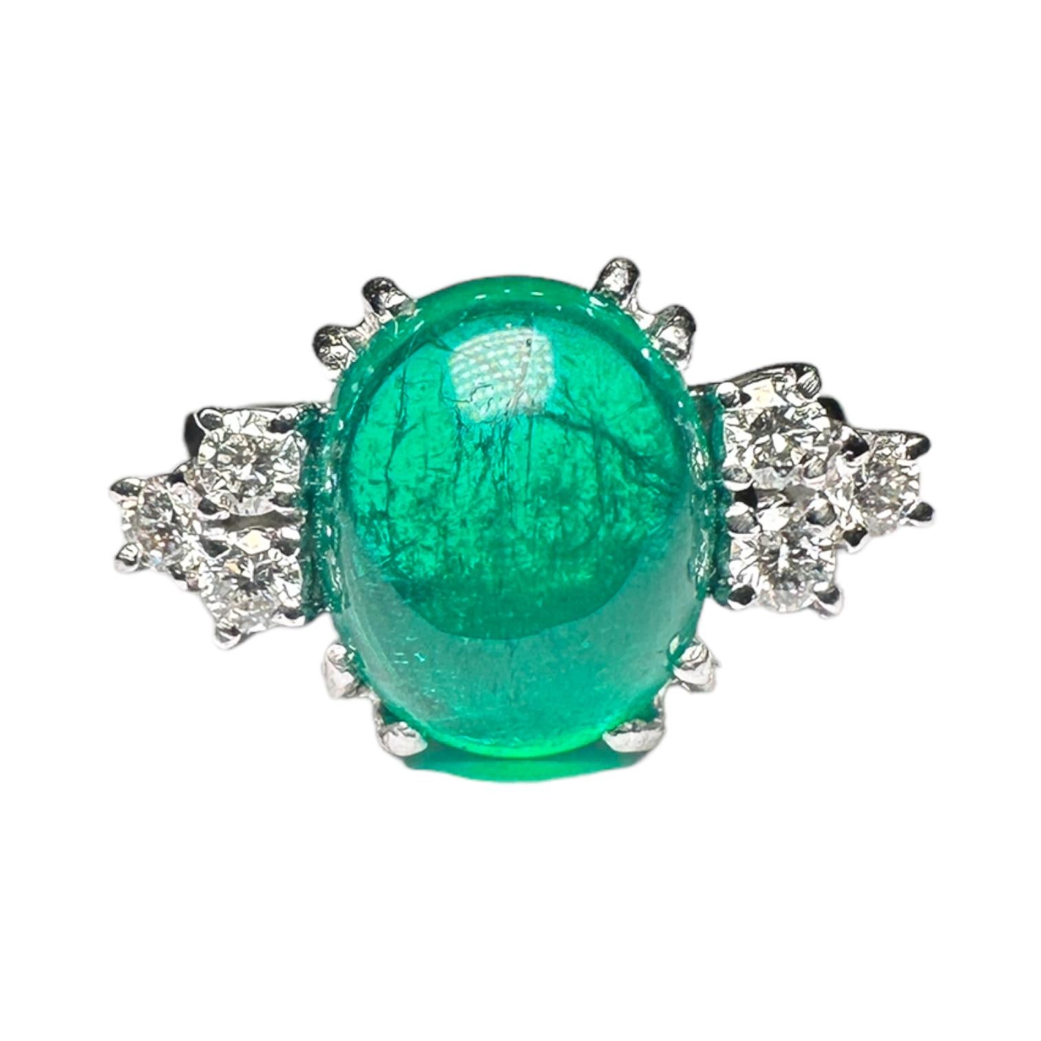 Colombian Emerald Diamond Ring, 1970s For Sale 5