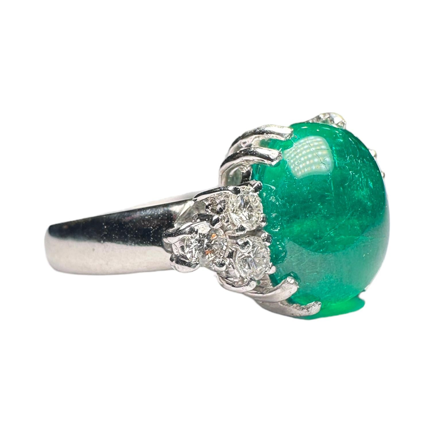 Colombian Emerald Diamond Ring, 1970s For Sale 6