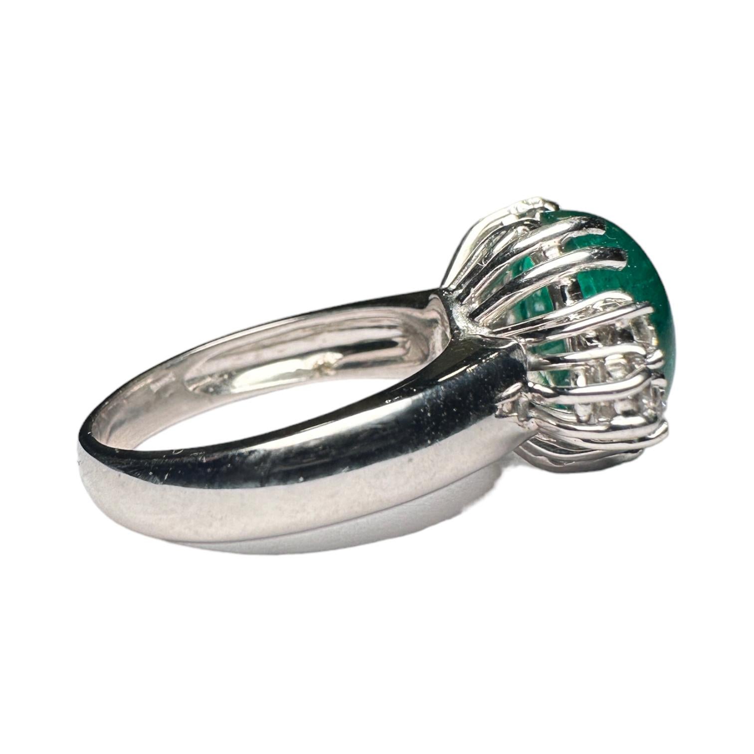 Colombian Emerald Diamond Ring, 1970s For Sale 7