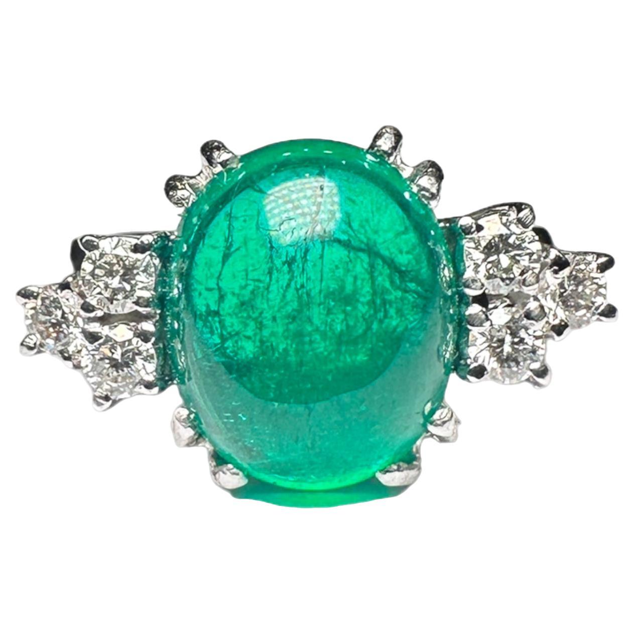 Colombian Emerald Diamond Ring, 1970s For Sale