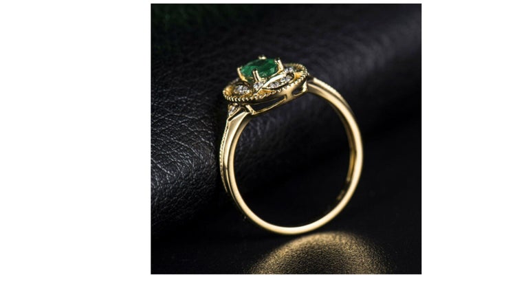 Colombian Emerald Diamond Ring 28k Yellow Gold For Sale at 1stDibs ...