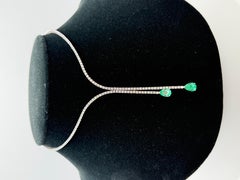 Colombian Emerald & Diamond Split Tennis Necklace