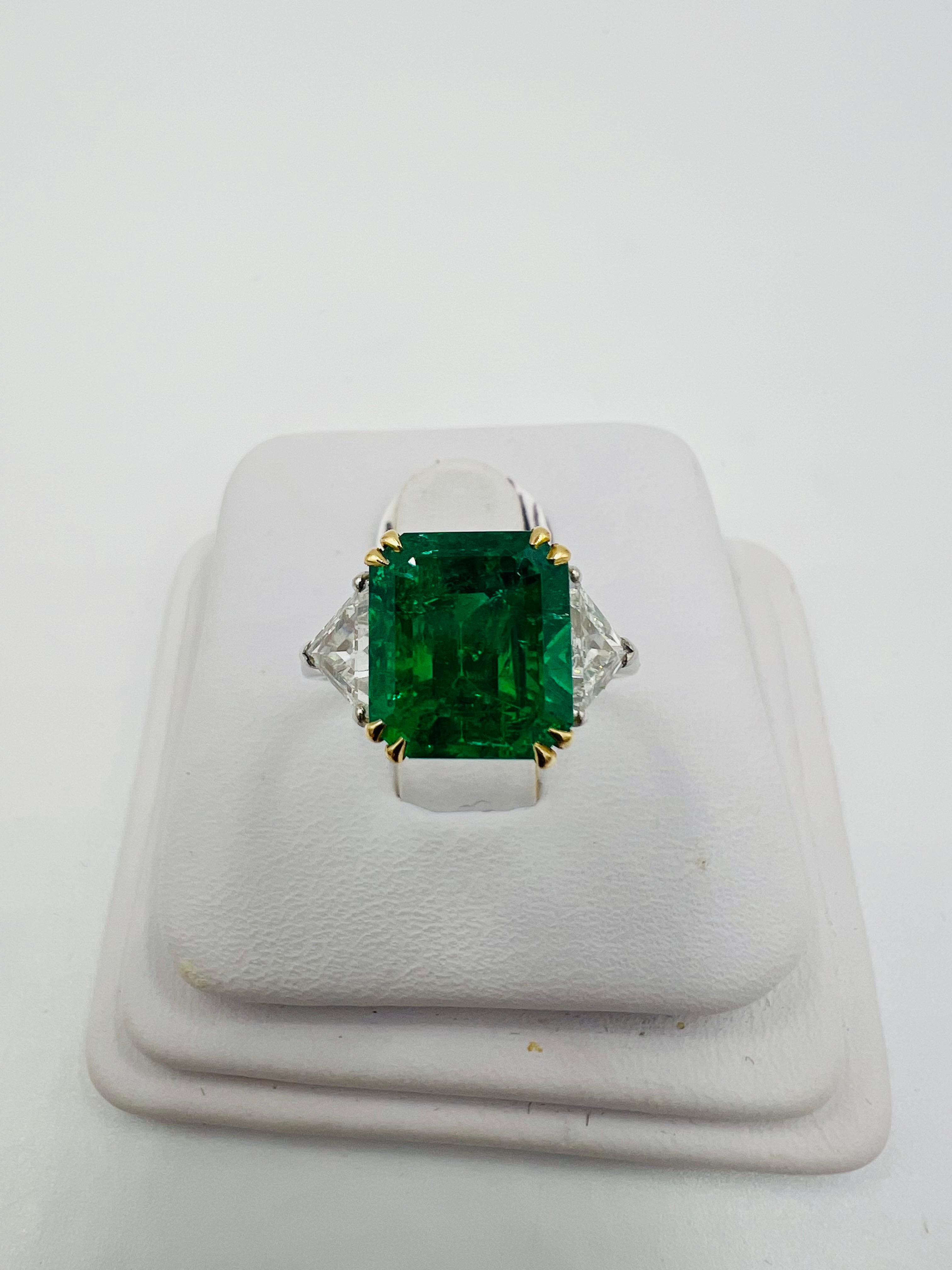 Kolumbianischer Smaragd-Diamant-Dreistein-Weißgoldring 1