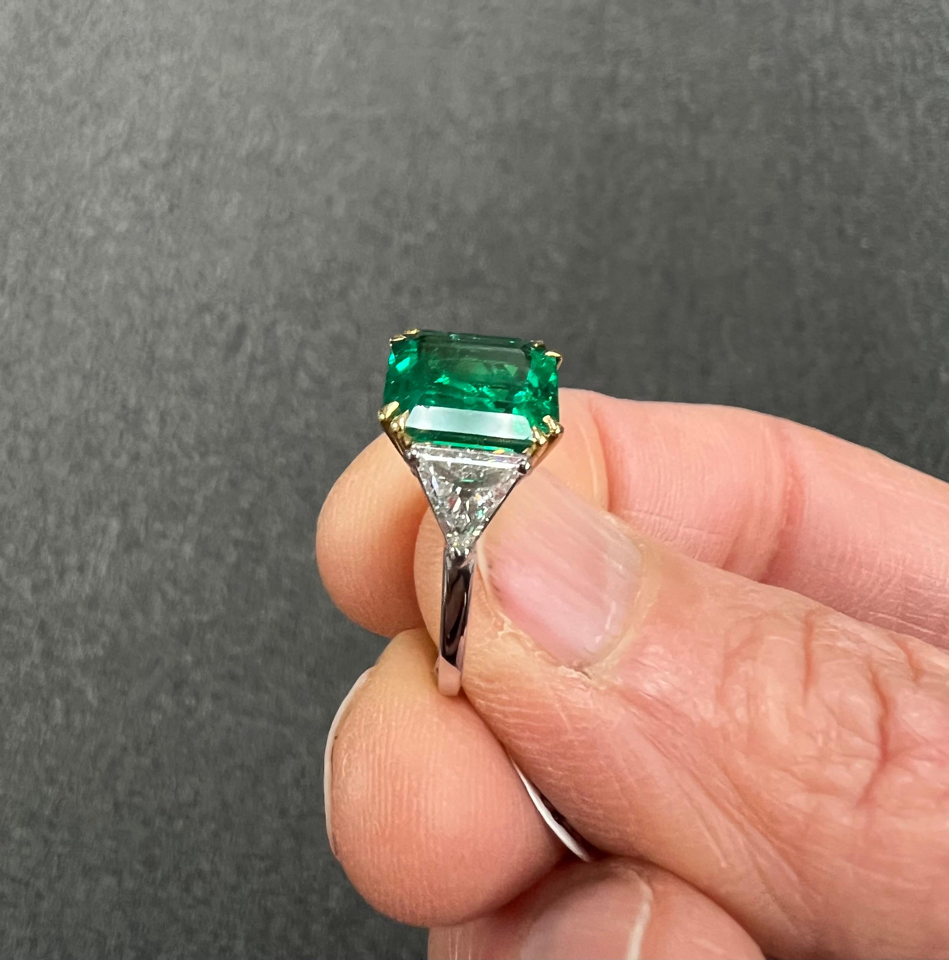 Kolumbianischer Smaragd-Diamant-Dreistein-Weißgoldring 2