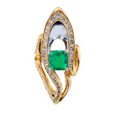 Colombian Emerald Diamond Two-Tone Gold Cocktail Ring