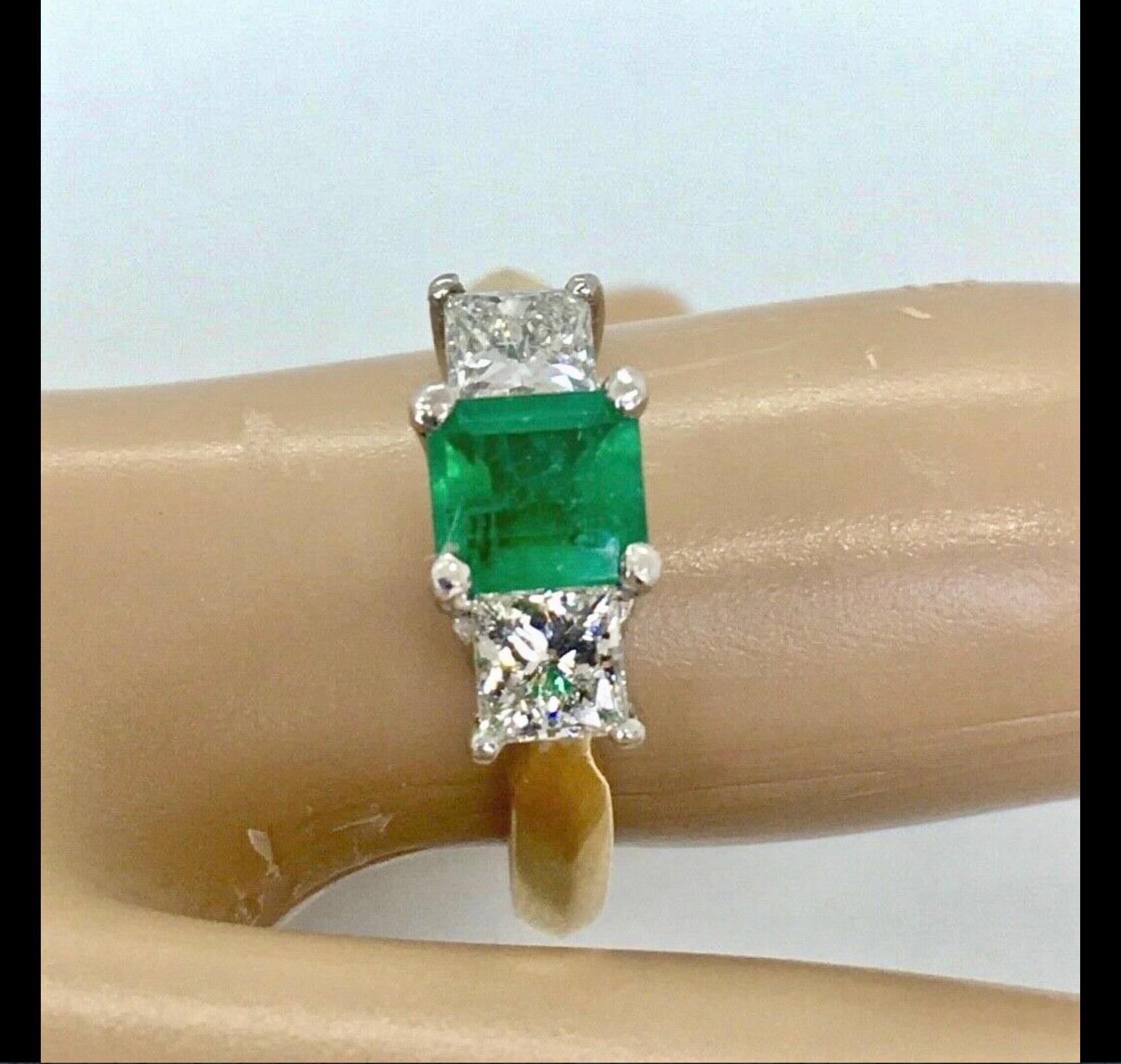colombian emerald three-stone ring