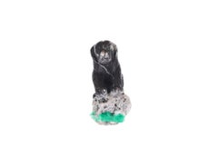 Colombian Emerald Rough Crystal Dog Sculpture, Translucent Green Stone