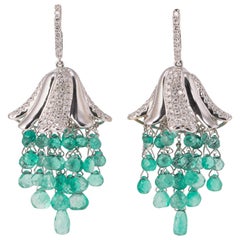 Colombian Emerald Drops and Diamond Chandelier Earrings