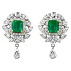 Colombian Emerald Earrings, 1.00 Carat