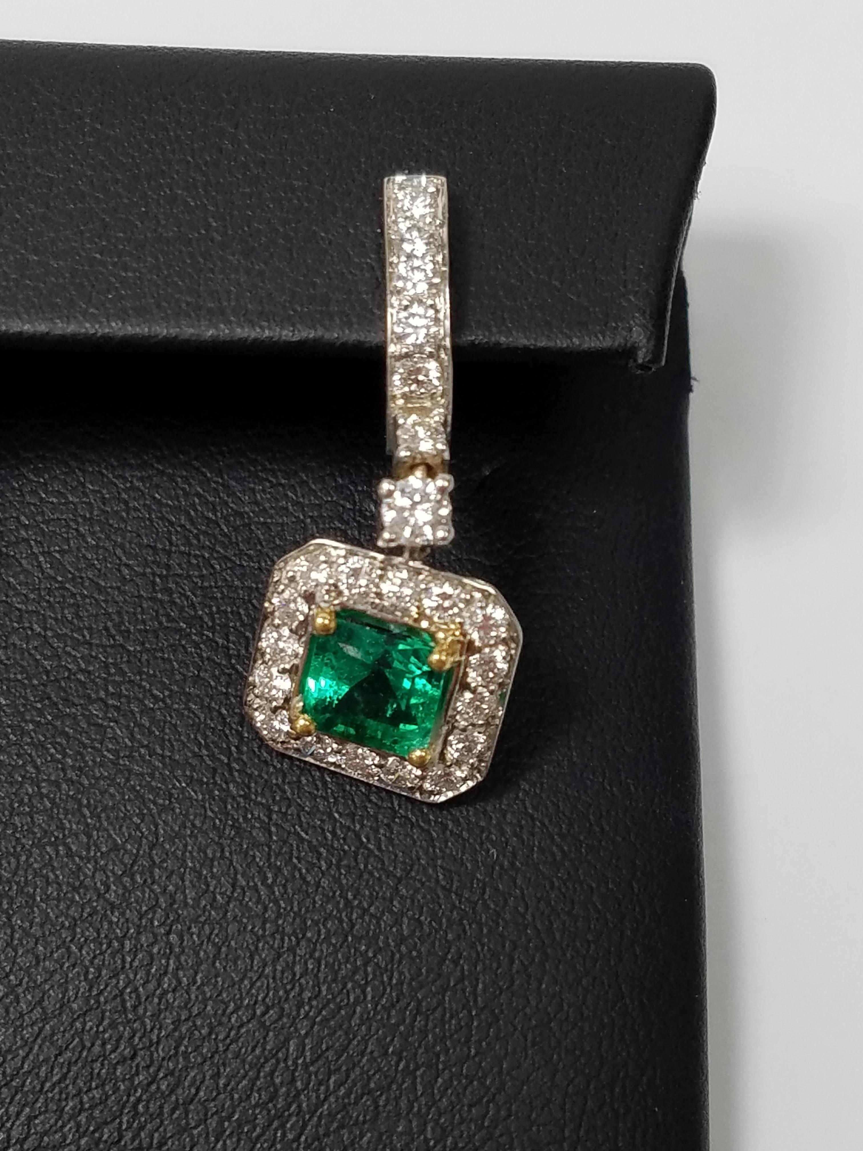 Aesthetic Movement Colombian Emerald Earrings Approximate 1.60 Carat