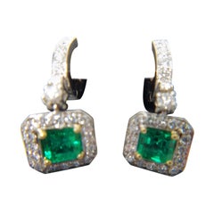 Colombian Emerald Earrings Approximate 1.60 Carat
