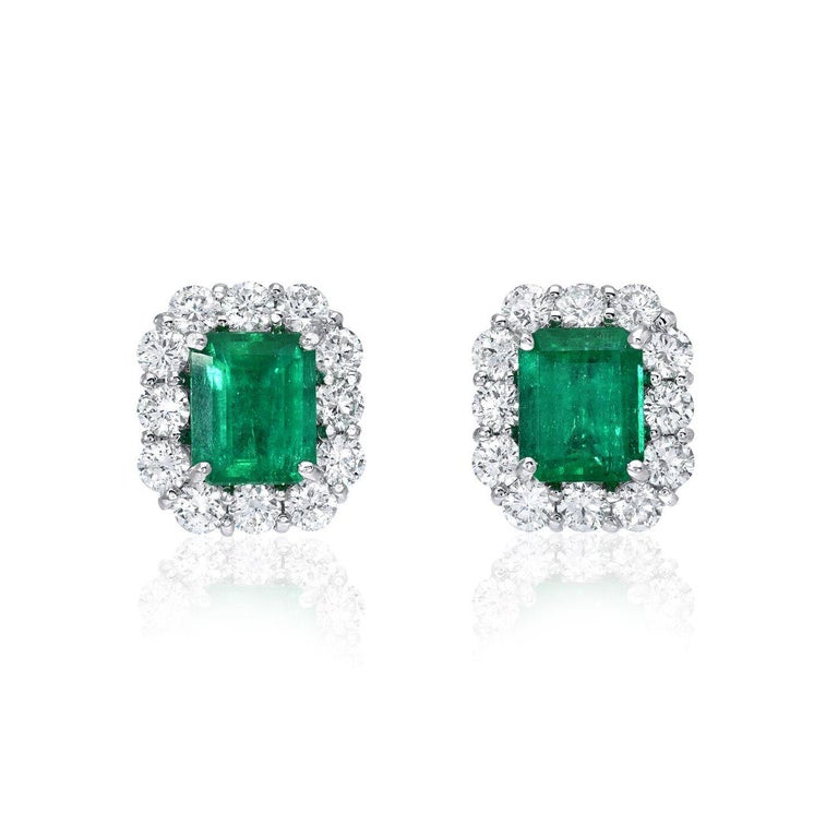 Colombian Emerald Earrings Emerald Cut Studs 2.27 Carat at 1stDibs ...