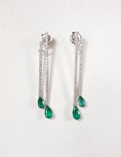 Colombian Emerald Earrings with Diamonds and White Gold