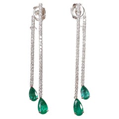 Used Colombian Emerald Earrings with Diamonds and White Gold