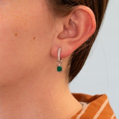 Colombian Emerald Earrings with Earth-Mined Diamond Accents: Solid 14K Gold
