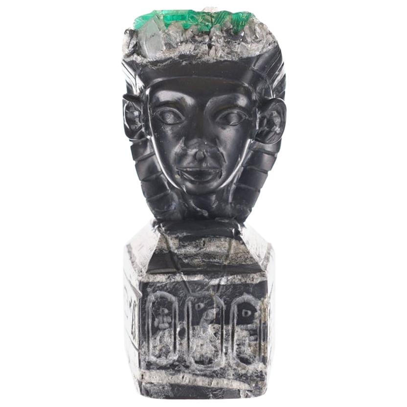 Colombian Emerald Egyptian Rough Crystal Sculpture For Sale