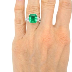 Colombian Emerald Engagement Ring GIA Platinum Diamond
