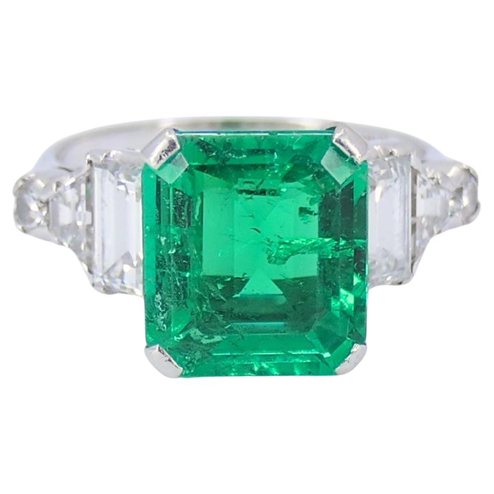 Colombian Emerald Engagement Ring GIA Platinum Diamond