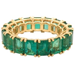 Colombian Emerald Eternity Band 18 Karat Yellow Gold 7.23 Carat