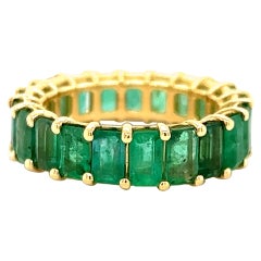 Bracelet d'éternité en or jaune 18 carats avec émeraudes de Colombie de 7,31 carats
