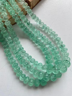 Colombian Emerald Fluted Beaded Jewelry Necklace Melon Beads Gem Quality