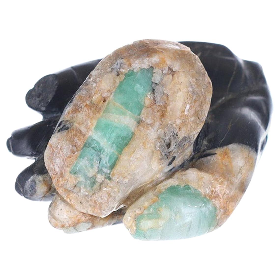 Colombian Emerald Hand Rough Crystal Sculpture For Sale
